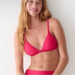 NWT J. Crew Ribbed Triangle Bikini Top Wild Hibiscus Pink Sz XXL